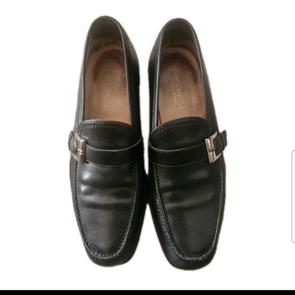 Bruno Magli Mens Black Italian Leather Designer Loafer Dress Shoe 8 - Picture 2 of 12